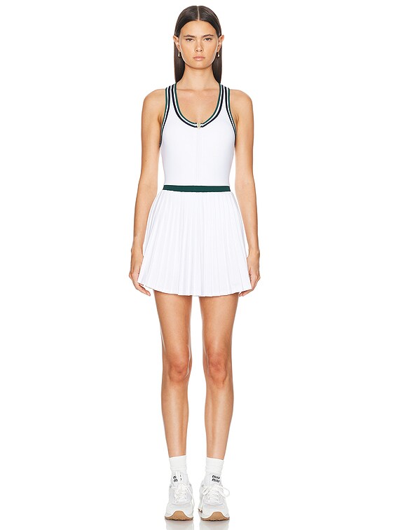 Varley Jane Court Dress in White & Forest | FWRD