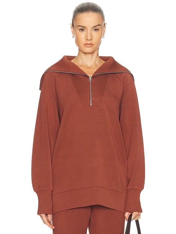 ウルージ Varley Xina Half Zip Longline Sweater in Cinnamon | FWRD