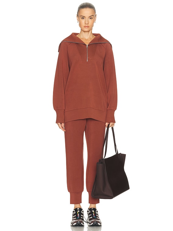 Varley Xina Half Zip Longline Sweater in Cinnamon | FWRD