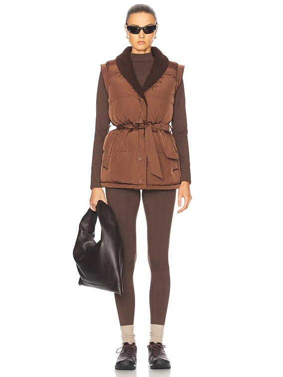 Varley Lanville Wrap Puffer Gilet Vest in Chestnut & Coffee Bean
