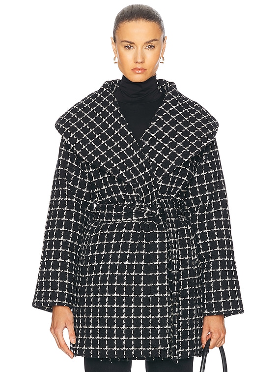 Varley Milla Wrap Jacket in Black Mono Check | FWRD