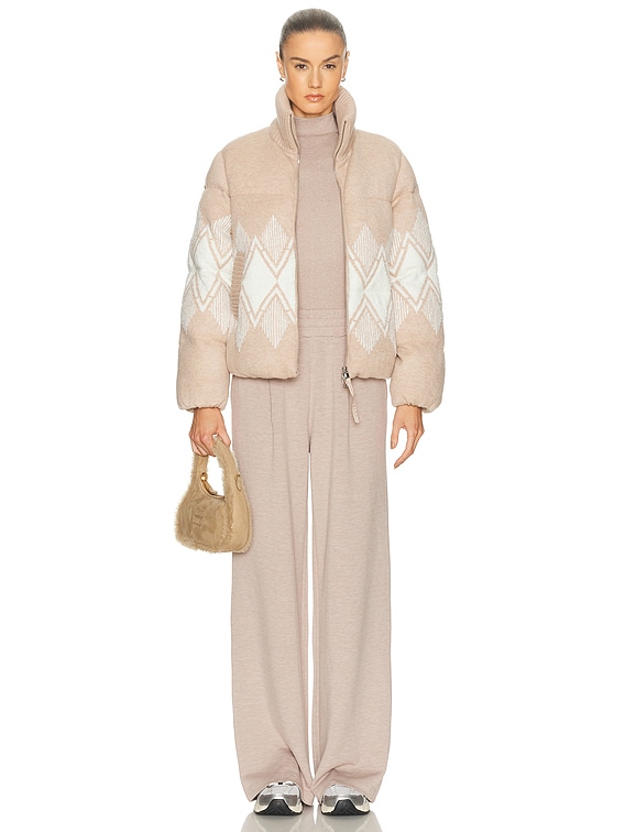 Varley Belinda Knit Puffer Jacket in Light Taupe | FWRD