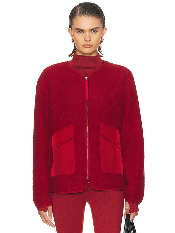 [Red Fleece × BAIRD McNUTT] スーツ Varley Marina Collarless Fleece Jacket in Red Dahlia | FWRD