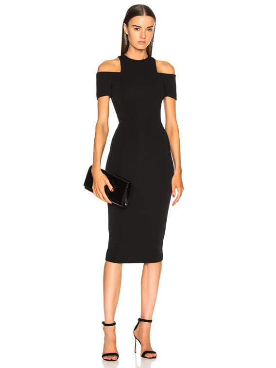 Victoria Beckham Cap Sleeve Cutout Fitted Midi Dress in Black | FWRD