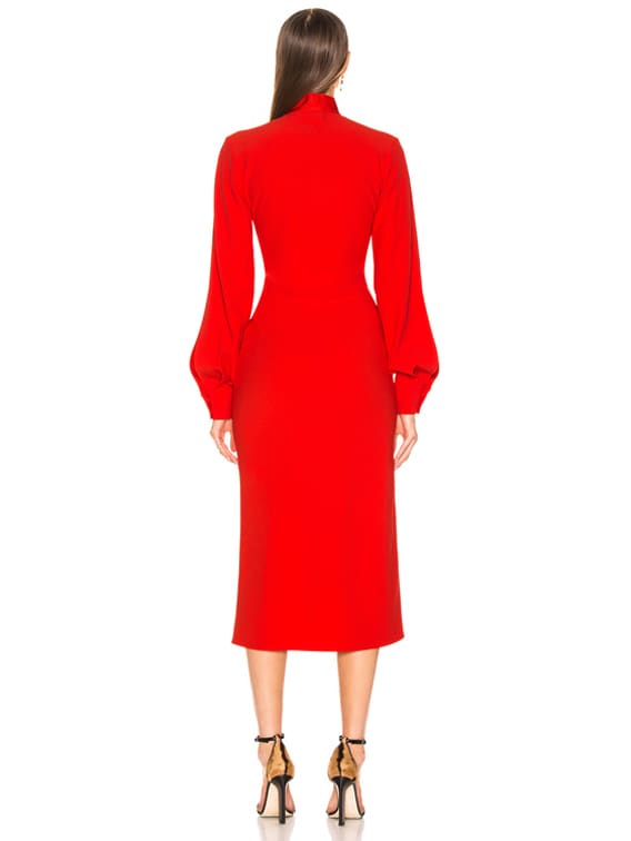 victoria beckham slash front midi dress