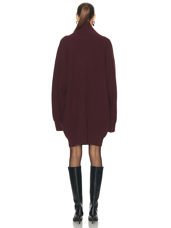Victoria Beckham Shawl Neck Sweater Dress in Port FWRD