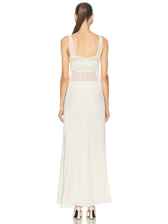 Victoria Beckham V-Neck Midi Dress in Ivory | FWRD