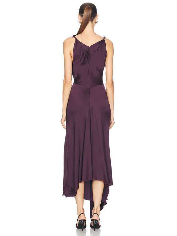 Victoria Beckham Asymmetric Draped Midi Dress in Fig | FWRD