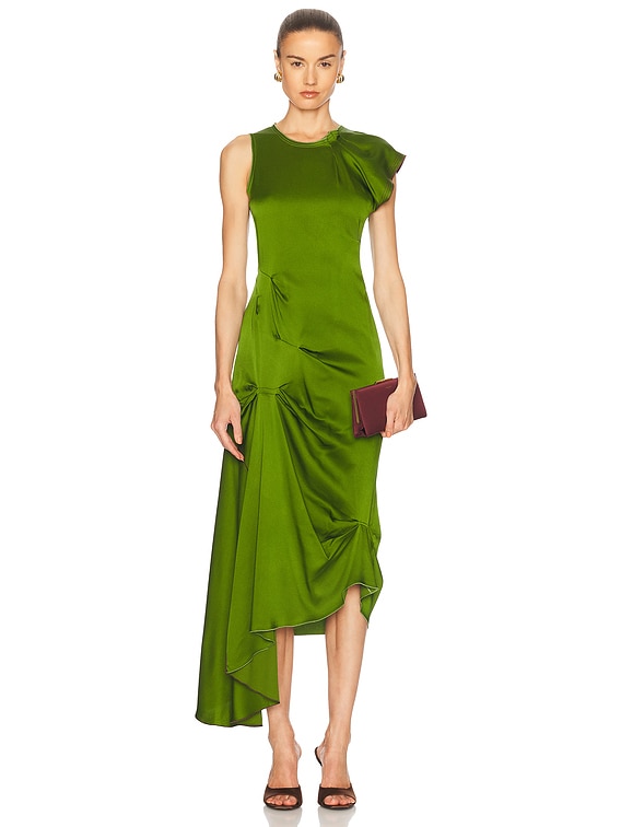 ワンピース VICTORIA BECKHAM Women Dresses 1225WDR 006342A 9342 ALGAE GR V-Neck Ruched Cami Gown In Algae – Victoria Beckham Inc