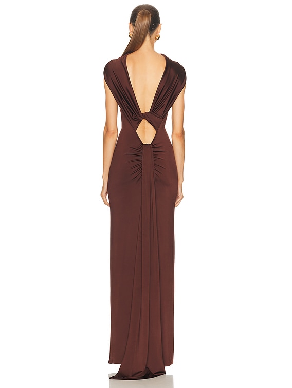 国内発| VICTORIA BECKHAM Contorted Net ロングドレス Victoria Beckham Crew Neck Long Dress w/ Tags - Blue Dresses