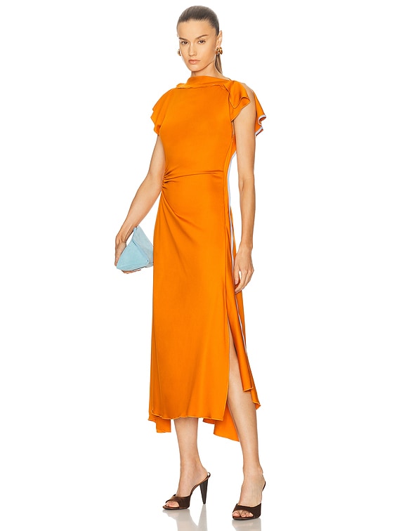 ワンピース VICTORIA BECKHAM DRAPED MIDI DRESS Asymmetric Draped Midi Dress In Ivory | Designer Dresses