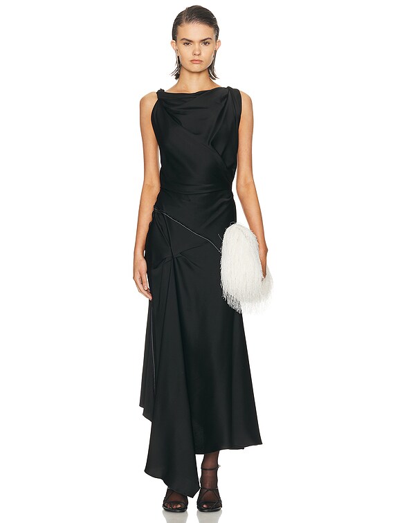 knee length dresses for ladies Sleeveless Draped Midi Dress by Victoria Beckham