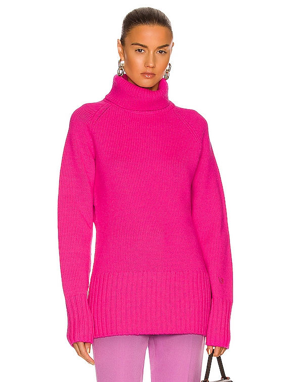 Victoria Beckham High Neck Long Sweater in Pink | FWRD