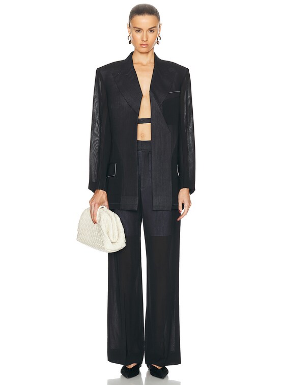パンツ Victoria Beckham FW24 (1424WTR004763I BLACK) Wide Leg Trouser In Midnight – Victoria Beckham Inc