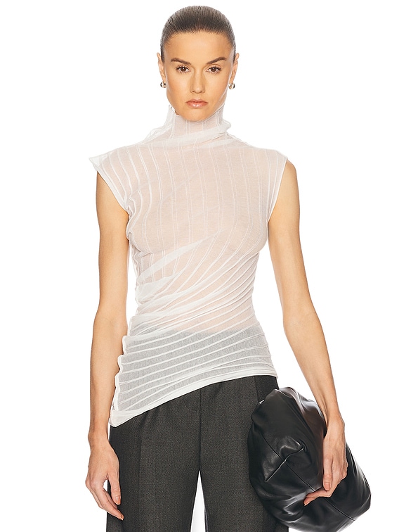 Victoria Beckham Sleeveless High Neck Top in White | FWRD