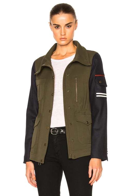Veronica Beard Skyline Combo Sleeve Army Jacket