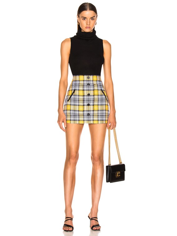 Veronica beard shop yellow plaid skirt