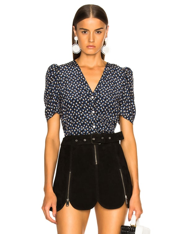 Veronica Beard Garland Top in Black Ground Blue | FWRD
