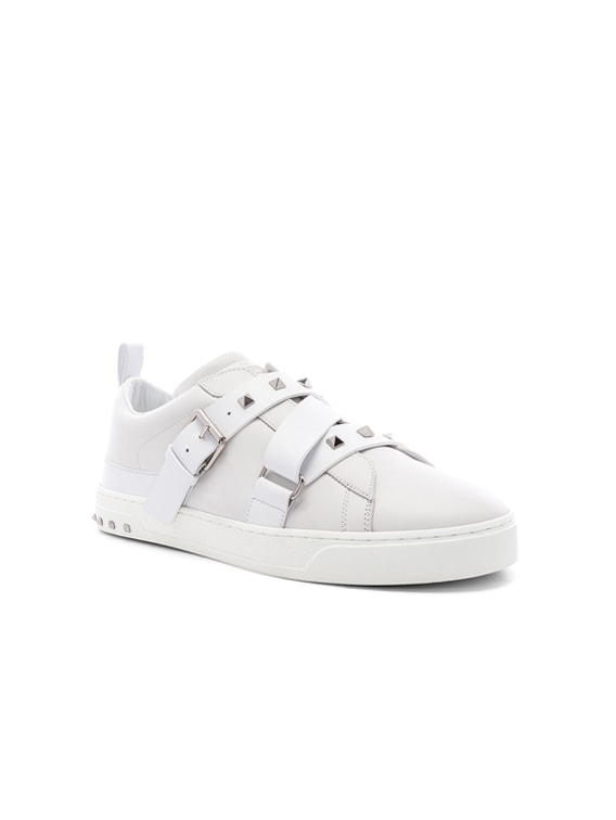 Valentino Garavani Studded Strap Sneaker in White | FWRD