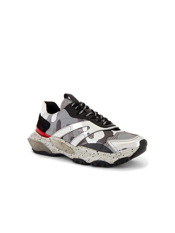 Valentino Garavani Bounce Sneaker in Silver & Black | FWRD