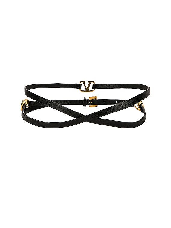 Valentino Garavani Vlogo Signature Wrap Buckle Belt in Nero