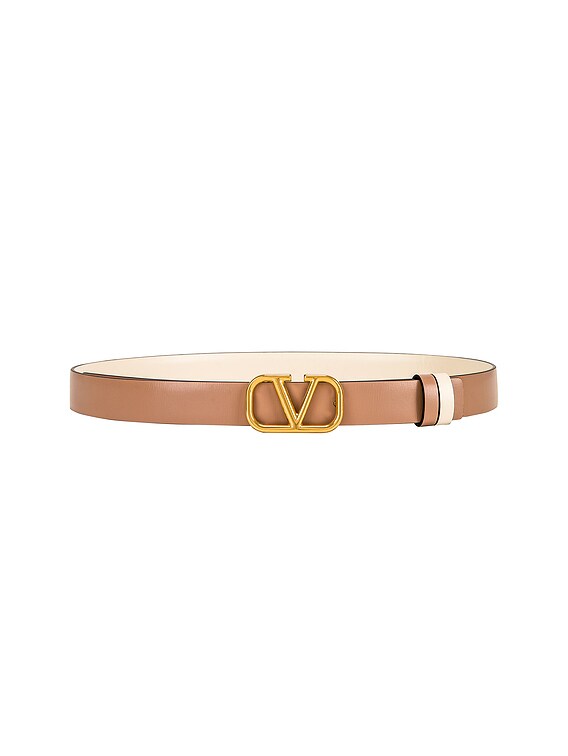 Valentino VLOGO Buckle Reversible Leather Belt
LIGHT IVORY-ROSE CANNELLE Reversible Vlogo Signature Belt In Glossy Calfskin 20 Mm for  main image 4
