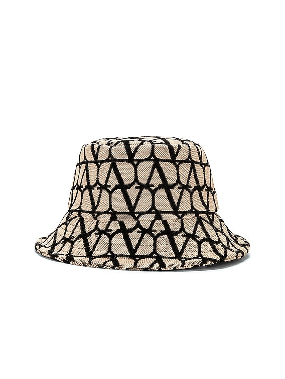 Valentino Garavani V Logo Bucket Hat in Naturale & Neo | FWRD