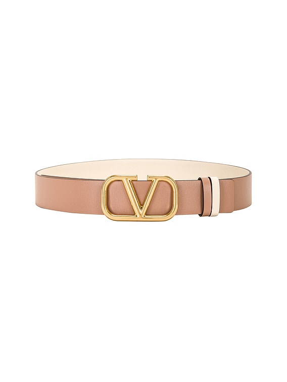 【関税&送料込】Valentino Garavani Belts White Valentino Garavani V Logo Signature 30 Belt in Butter White
