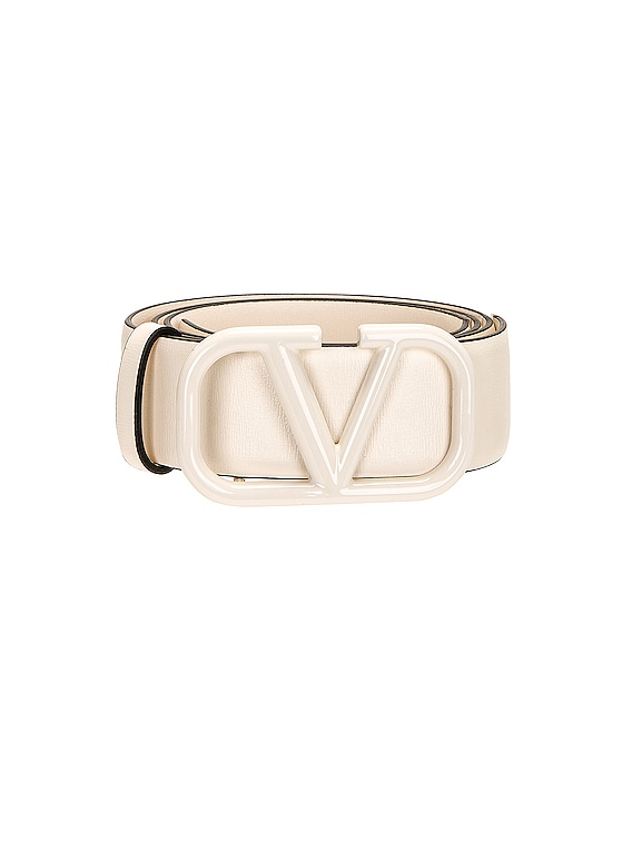 Valentino ベージュ Vロゴ ベルト Valentino Garavani V LOGO SIGNATURE ベルト - Light Ivory | FWRD