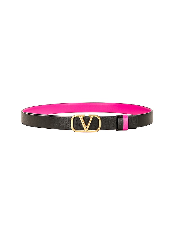 【関税&送料込】Valentino Garavani Pink Leather Vlogo Signat Valentino Garavani Pink Vlogo Signature 20 mm Belt