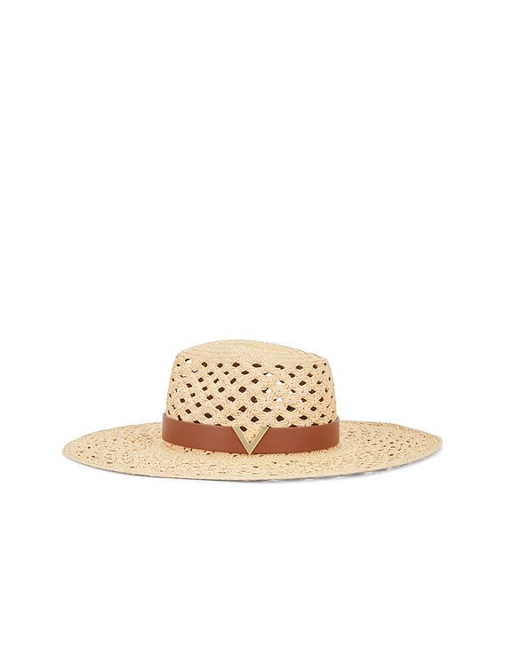 【Valentino】V SIGNATURE LARGE BRIM HAT◆4W2HEA34IQP Valentino Garavani V Signature Large Brim Hat in Avana