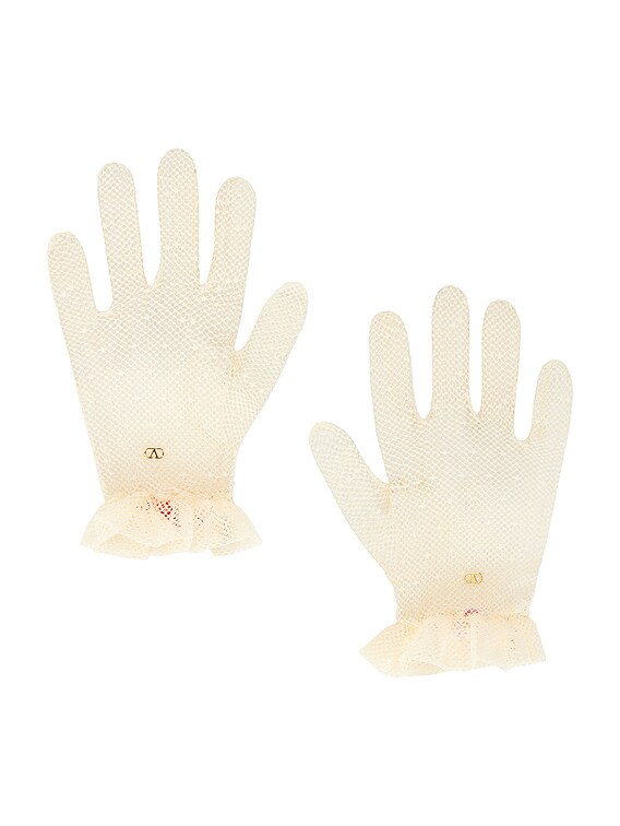 Valentino Garavani V Logo Signature Gloves in Betulla & Oro