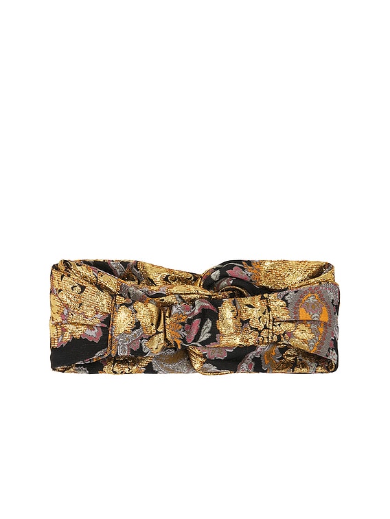 Valentino Garavani Famiglia 2 Headband in Nero, Lurex Oro
