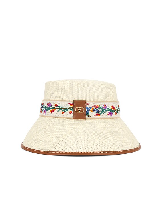 Valentino Garavani Antibes Bucket Hat in Naturale & Antique | FWRD Valentino Garavani Antibes Bucket Hat in Naturale & Antique | FWRD