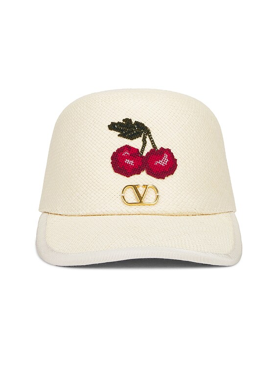 Valentino Garavani V Logo Signature Baseball Hat in Naturale
