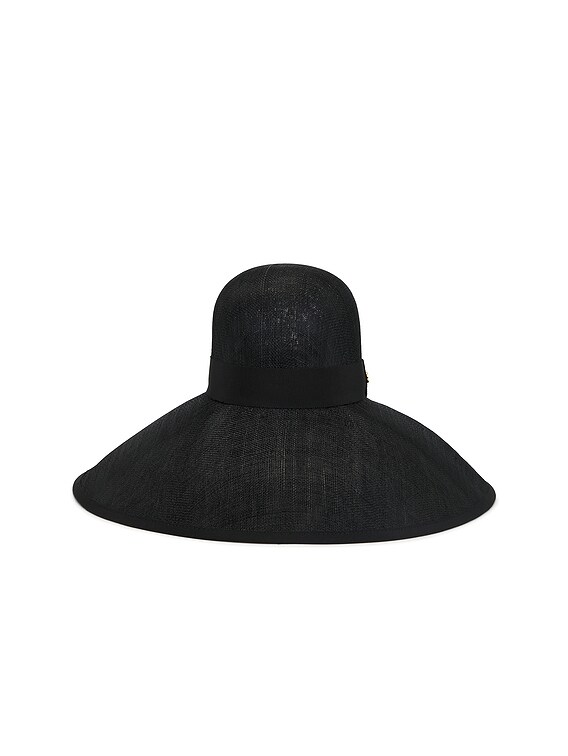 Valentino Garavani Large Brim Hat in Nero & Antique Brass | FWRD