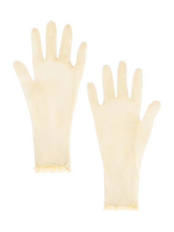 Valentino Garavani V Logo Signature Gloves in Burro & Oro | FWRD
