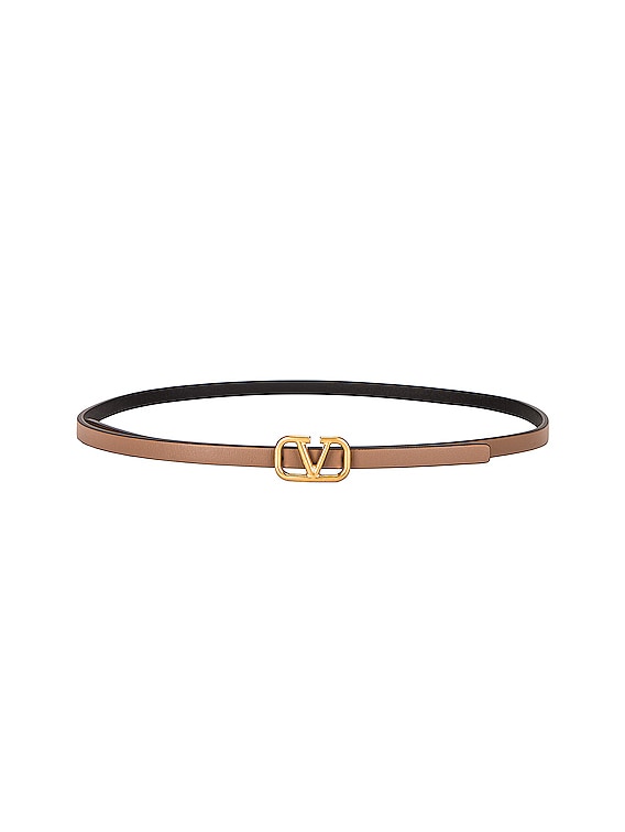 V Logo Leather Belt in Brown - Valentino Garavani