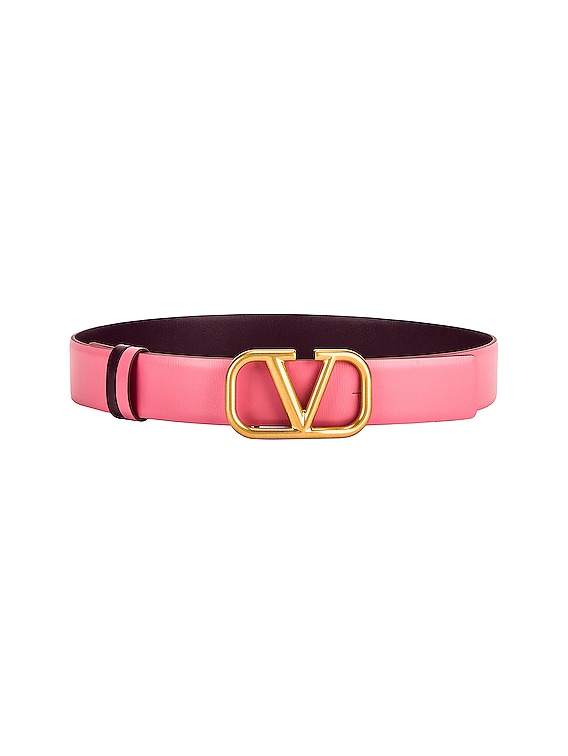 Valentino Garavani Vlogo Reversible Leather Belt - Pink