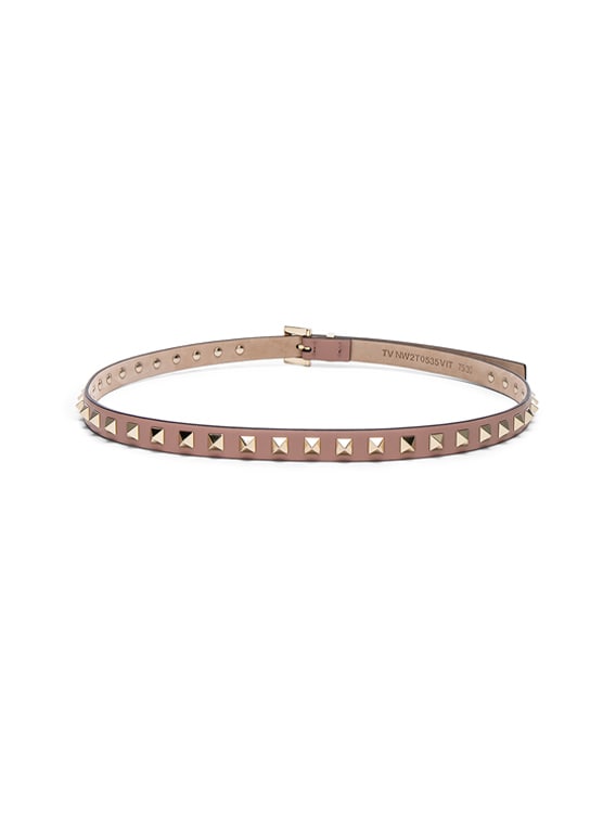 Valentino Garavani Rockstud Leather Belt in Poudre | FWRD