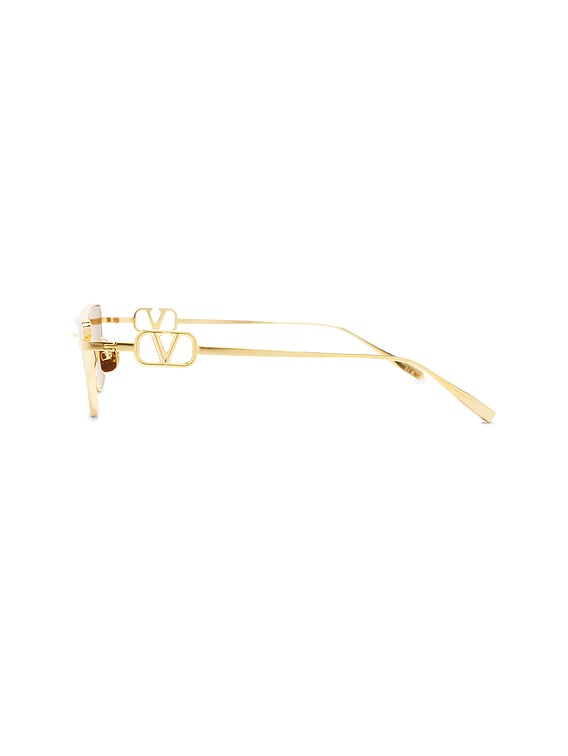 Valentino Garavani V Logo Sign Sunglasses in Light Gold