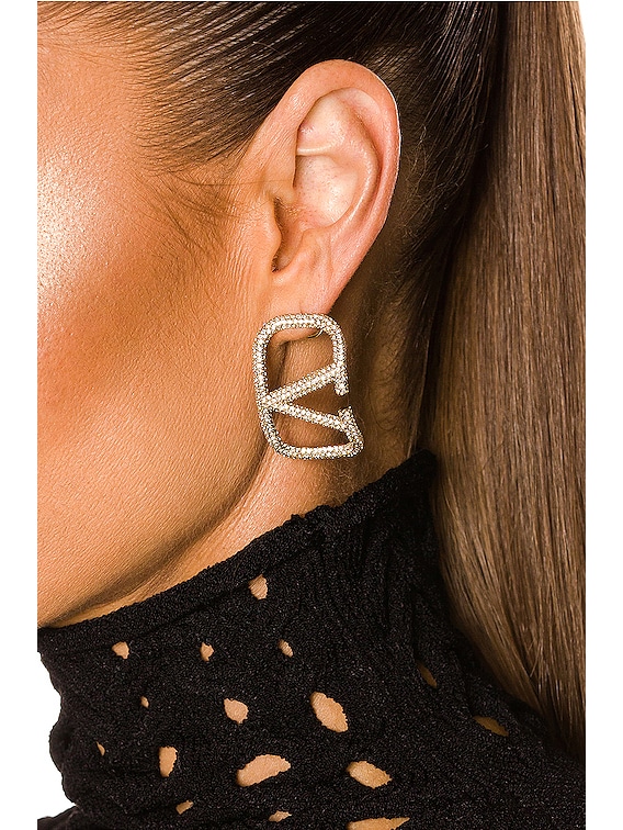 Valentino Garavani Vlogo Signature Earrings in Oro & Crystal