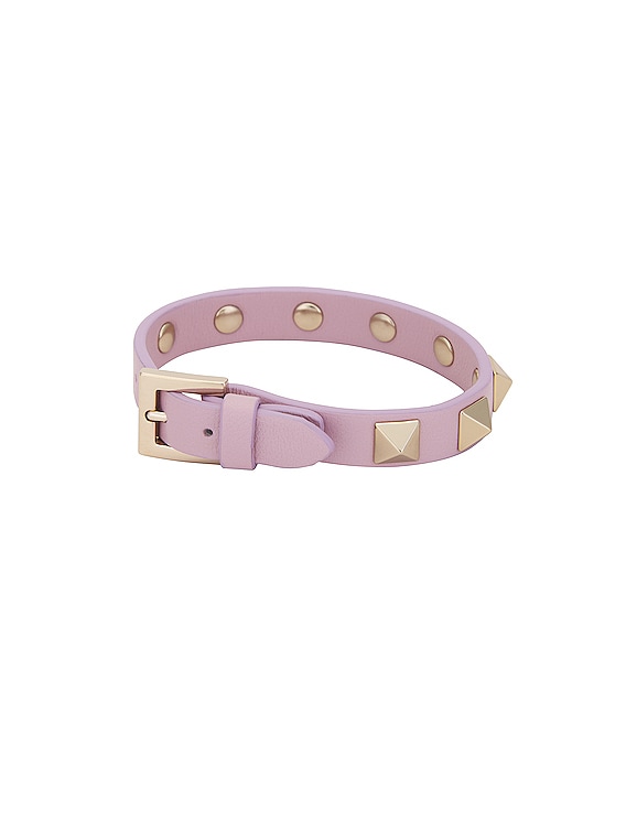 Valentino Garavani Rockstud Leather Bracelet in Water Lilac  display picture 1