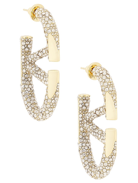 ☆大人気☆ VALENTINO GOLD AND CRYSTAL L EARRINGS Valentino Garavani Vlogo Signature Stud Earrings In Metal