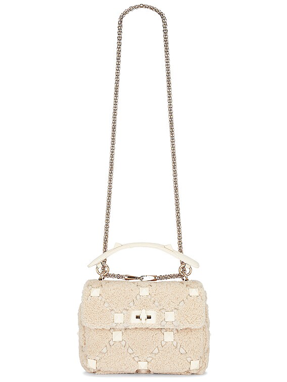 Large Roman Stud The Shoulder Bag In Nappa With Chain for Woman in Ivory