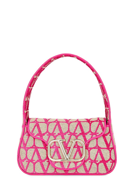 Loco Small Toile Iconographe Shoulder Bag in Pink - Valentino Garavani