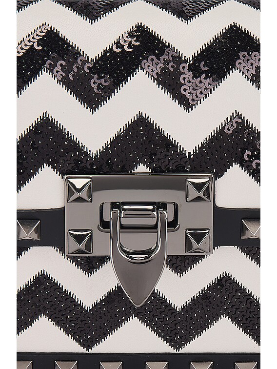 Valentino Garavani Rockstud Chevron Print Leather Crossbody Bag