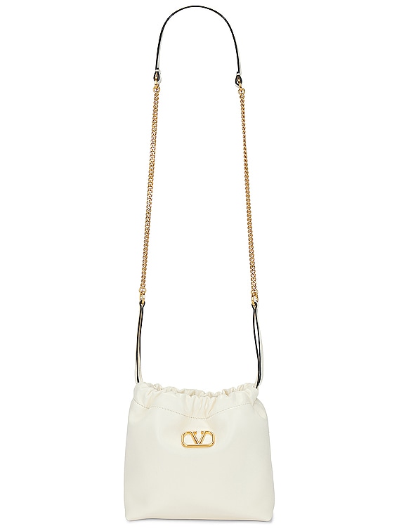 Valentino Garavani V Logo Signature Mini Drawstring Bag in Ivory 