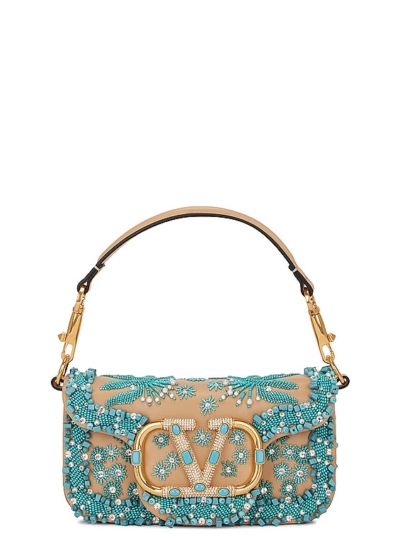 Valentino Garavani Loco Small Shoulder Bag in Turchese Crystal