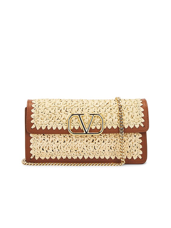 Valentino Garavani V Logo Signature Strap Wallet in Naturale
